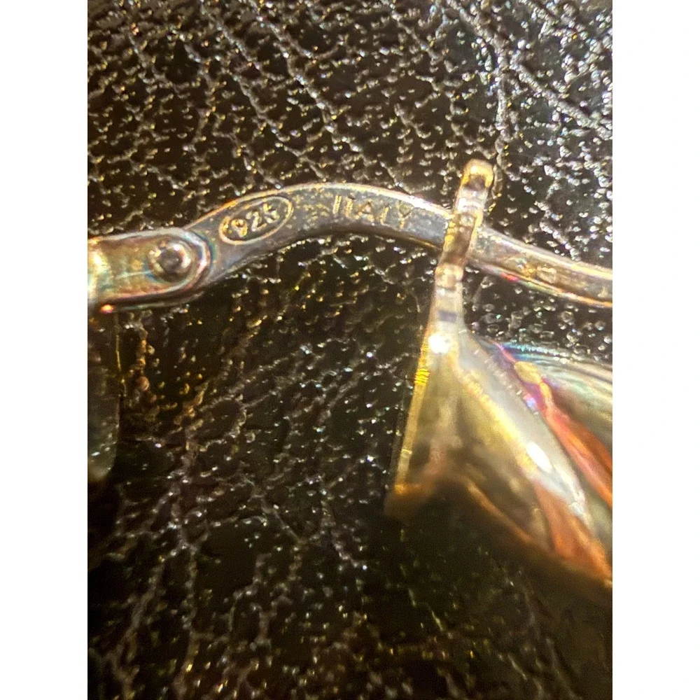 Vintage Italy 925 Sterling Silver Gold Vermeil Twisted‎ Rope Hoop Earrings 1.25